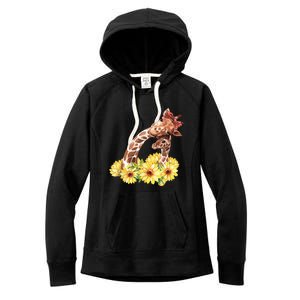 Mom Sunflower Gift Safari Africa Animal Giraffe Women's Fleece Hoodie