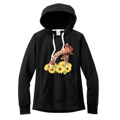 Mom Sunflower Gift Safari Africa Animal Giraffe Women's Fleece Hoodie