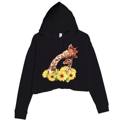 Mom Sunflower Gift Safari Africa Animal Giraffe Crop Fleece Hoodie