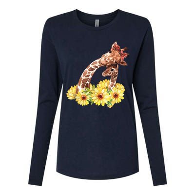 Mom Sunflower Gift Safari Africa Animal Giraffe Womens Cotton Relaxed Long Sleeve T-Shirt