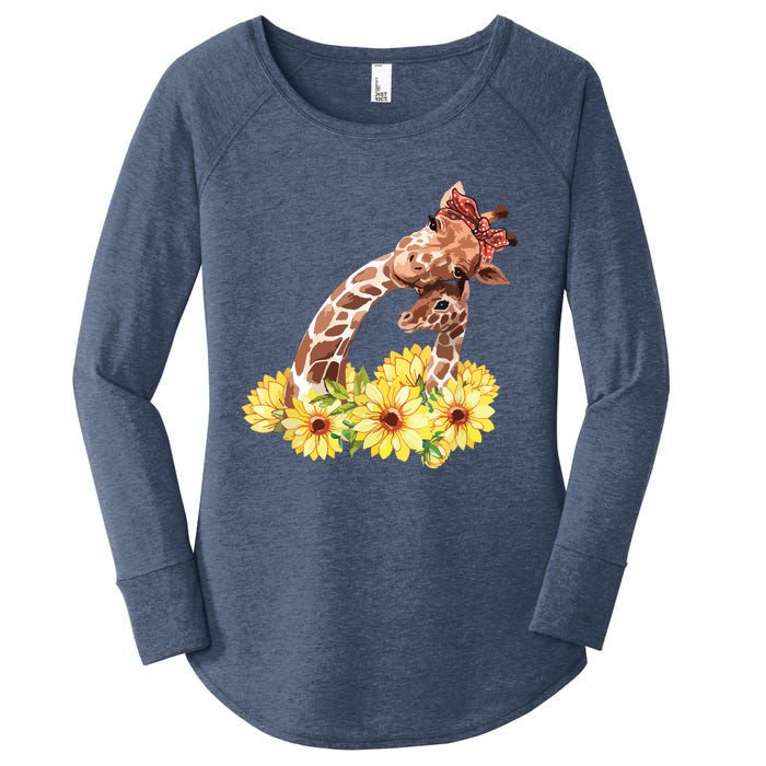 Mom Sunflower Gift Safari Africa Animal Giraffe Women's Perfect Tri Tunic Long Sleeve Shirt