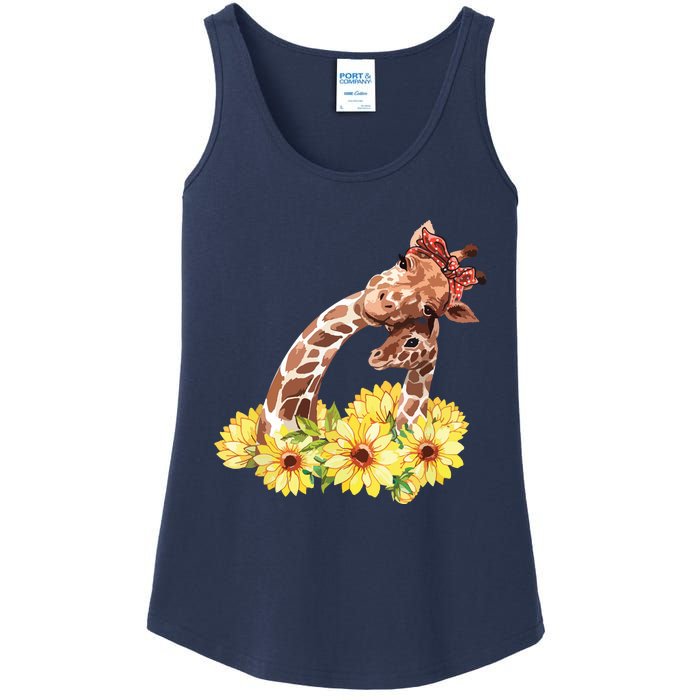 Mom Sunflower Gift Safari Africa Animal Giraffe Ladies Essential Tank