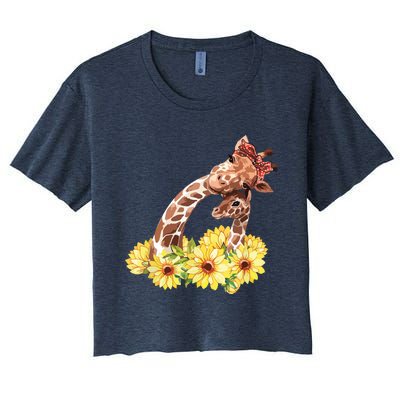 Mom Sunflower Gift Safari Africa Animal Giraffe Women's Crop Top Tee