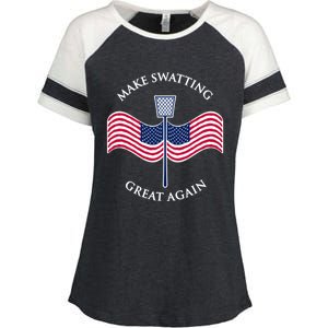 Make Swatting Great Again In America Usa Funny Cool Gift Enza Ladies Jersey Colorblock Tee