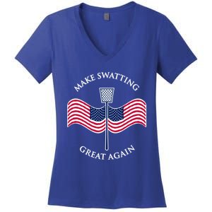 Make Swatting Great Again In America Usa Funny Cool Gift Women's V-Neck T-Shirt