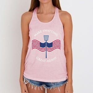 Make Swatting Great Again In America Usa Funny Cool Gift Women's Knotted Racerback Tank