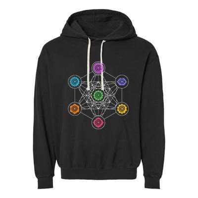 Metatronscube Sacred Geometry Chakra Yoga Symbol 4d Garment-Dyed Fleece Hoodie