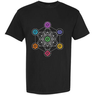 Metatronscube Sacred Geometry Chakra Yoga Symbol 4d Garment-Dyed Heavyweight T-Shirt