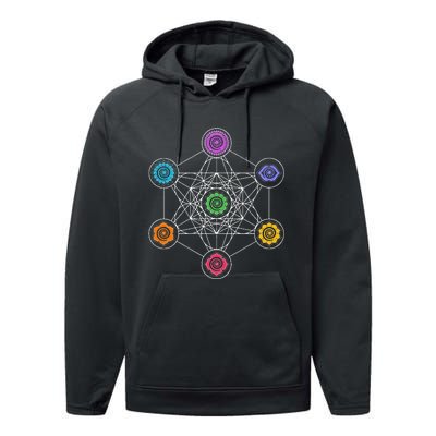 Metatronscube Sacred Geometry Chakra Yoga Symbol 4d Performance Fleece Hoodie