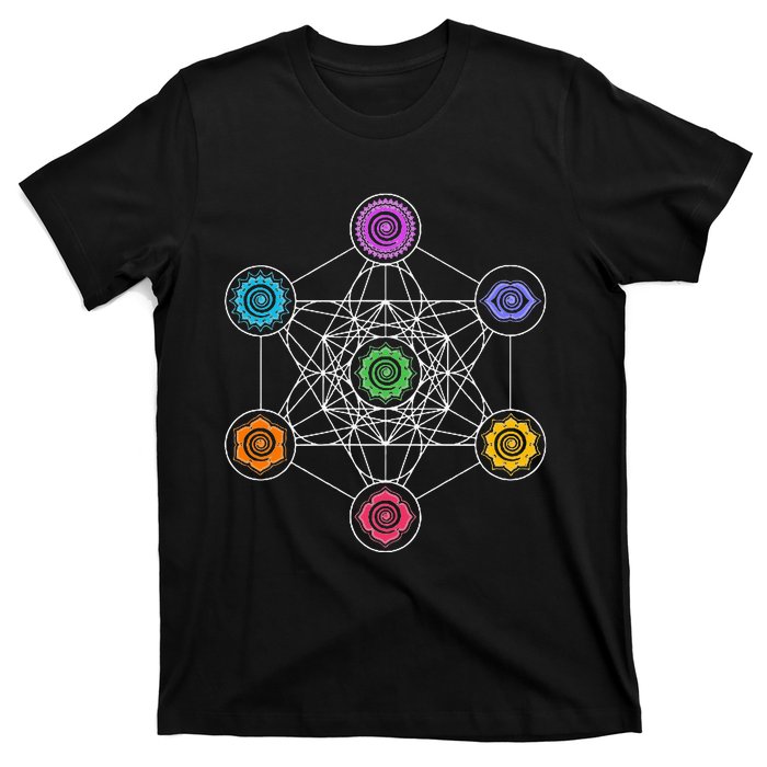 Metatronscube Sacred Geometry Chakra Yoga Symbol 4d T-Shirt