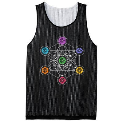 Metatronscube Sacred Geometry Chakra Yoga Symbol 4d Mesh Reversible Basketball Jersey Tank