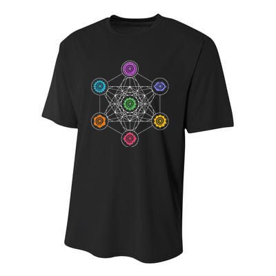 Metatronscube Sacred Geometry Chakra Yoga Symbol 4d Youth Performance Sprint T-Shirt