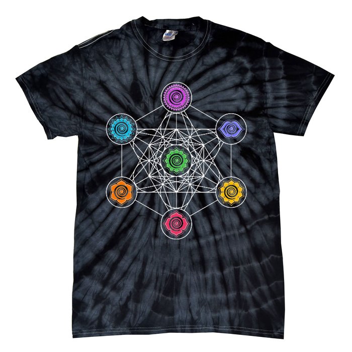 Metatronscube Sacred Geometry Chakra Yoga Symbol 4d Tie-Dye T-Shirt