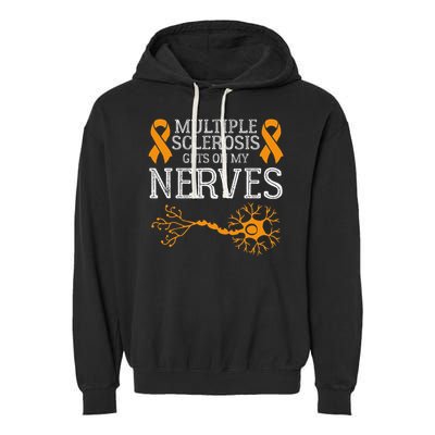Multiple Sclerosis Gets On My Nerves Awareness Orange Garment-Dyed Fleece Hoodie