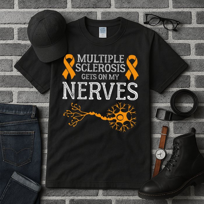 Multiple Sclerosis Gets On My Nerves Awareness Orange Tall T-Shirt