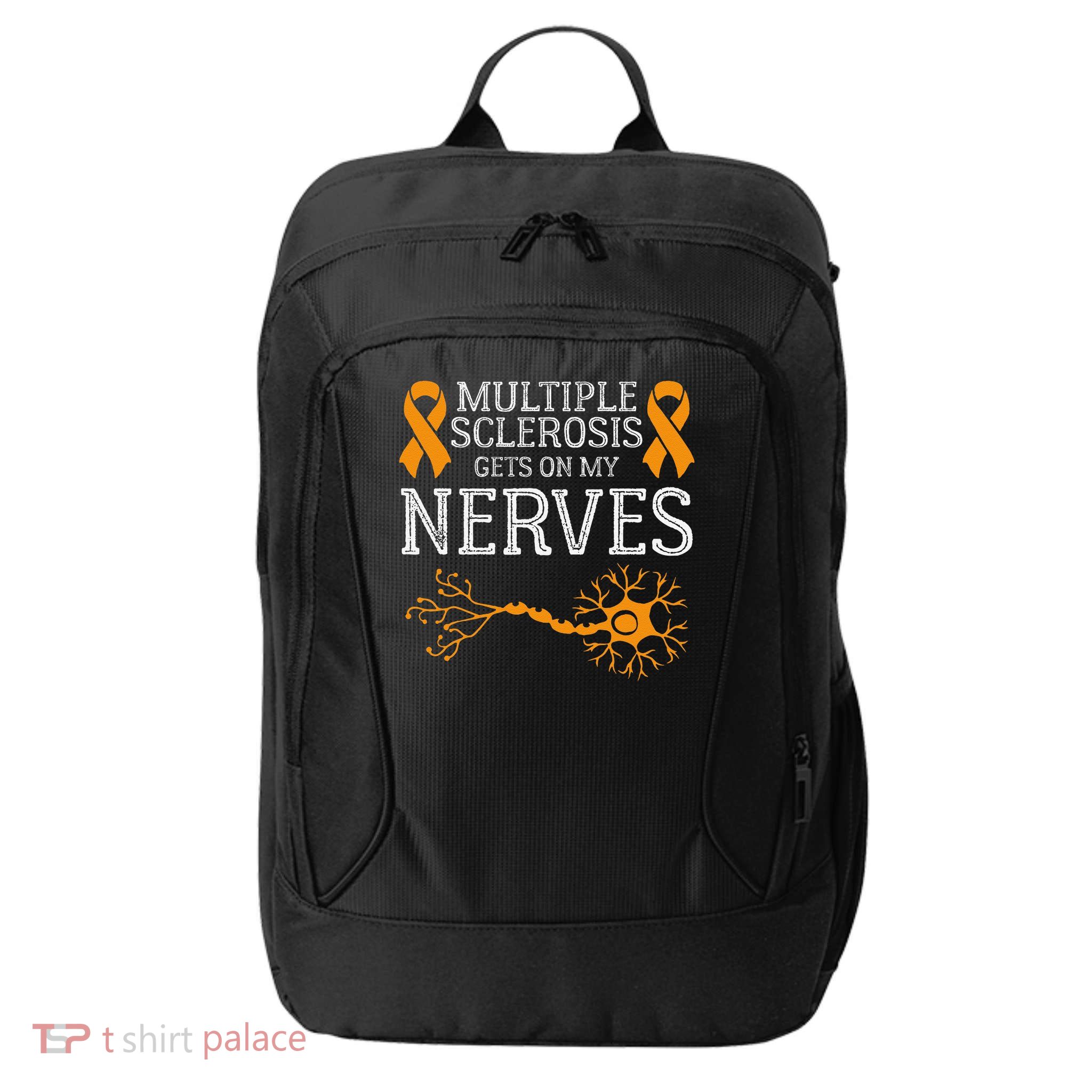Multiple Sclerosis Gets On My Nerves Awareness Orange City Backpack