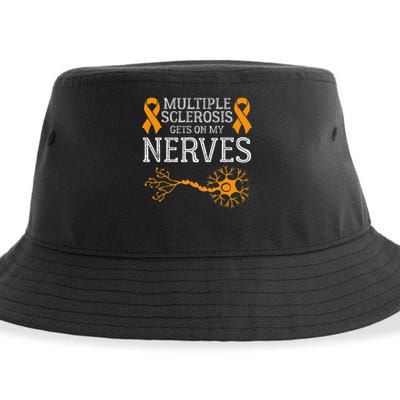 Multiple Sclerosis Gets On My Nerves Awareness Orange Sustainable Bucket Hat
