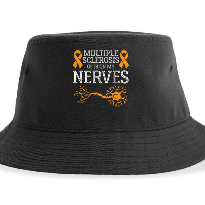 Multiple Sclerosis Gets On My Nerves Awareness Orange Sustainable Bucket Hat