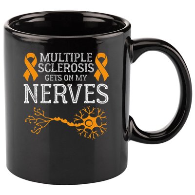 Multiple Sclerosis Gets On My Nerves Awareness Orange 11oz C Handle Ceramic Mug