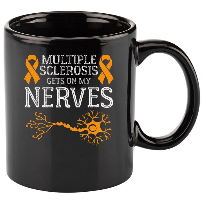Multiple Sclerosis Gets On My Nerves Awareness Orange 11oz C Handle Ceramic Mug