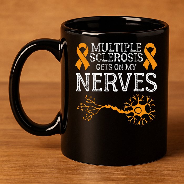 Multiple Sclerosis Gets On My Nerves Awareness Orange 11oz C Handle Ceramic Mug