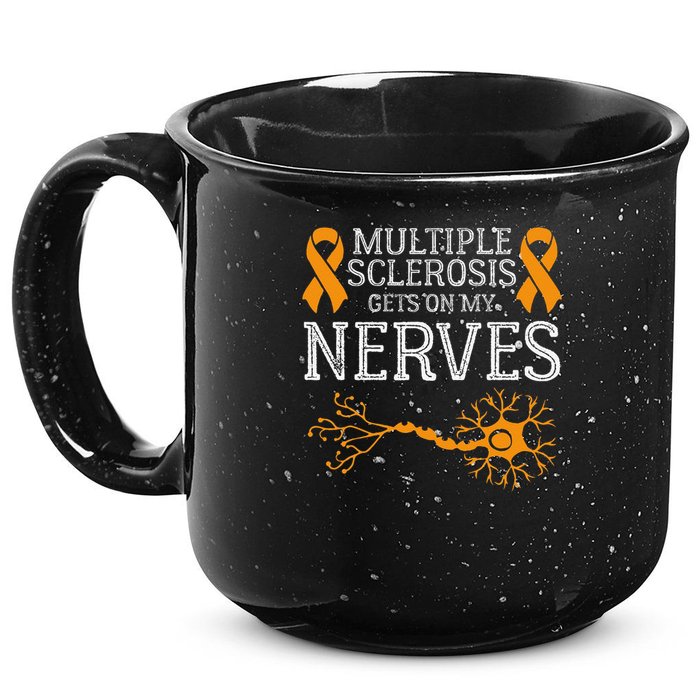 Multiple Sclerosis Gets On My Nerves Awareness Orange 15oz Campfire Ceramic Mug