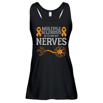 Multiple Sclerosis Gets On My Nerves Awareness Orange Ladies Essential Flowy Tank