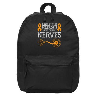 Multiple Sclerosis Gets On My Nerves Awareness Orange 16 in Basic Backpack