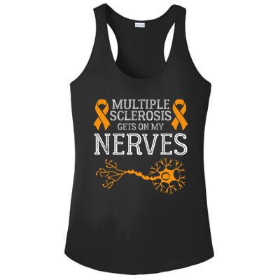 Multiple Sclerosis Gets On My Nerves Awareness Orange Ladies PosiCharge Competitor Racerback Tank