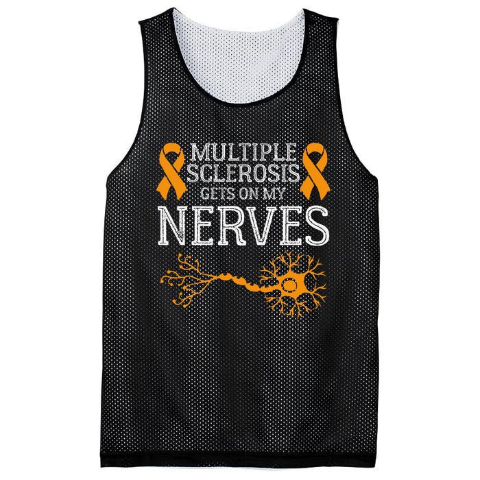 Multiple Sclerosis Gets On My Nerves Awareness Orange Mesh Reversible Basketball Jersey Tank