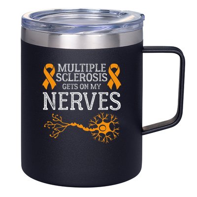 Multiple Sclerosis Gets On My Nerves Awareness Orange 12oz Stainless Steel Coffee Mug