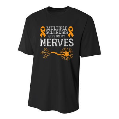 Multiple Sclerosis Gets On My Nerves Awareness Orange Youth Performance Sprint T-Shirt