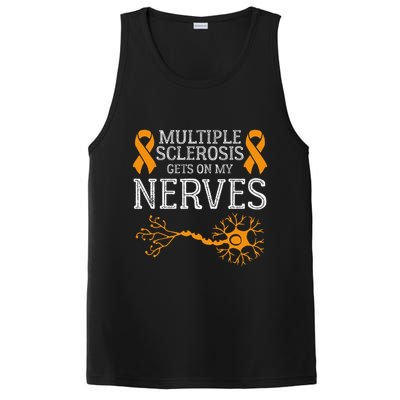 Multiple Sclerosis Gets On My Nerves Awareness Orange PosiCharge Competitor Tank