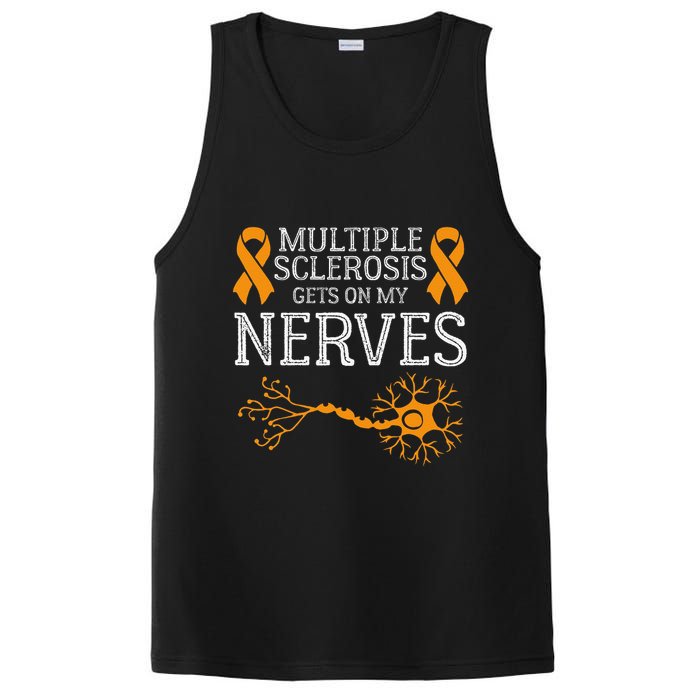 Multiple Sclerosis Gets On My Nerves Awareness Orange PosiCharge Competitor Tank