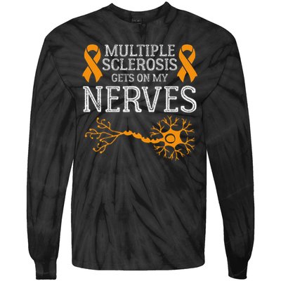 Multiple Sclerosis Gets On My Nerves Awareness Orange Tie-Dye Long Sleeve Shirt
