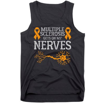Multiple Sclerosis Gets On My Nerves Awareness Orange Tank Top