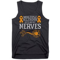 Multiple Sclerosis Gets On My Nerves Awareness Orange Tank Top