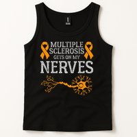 Multiple Sclerosis Gets On My Nerves Awareness Orange Tank Top