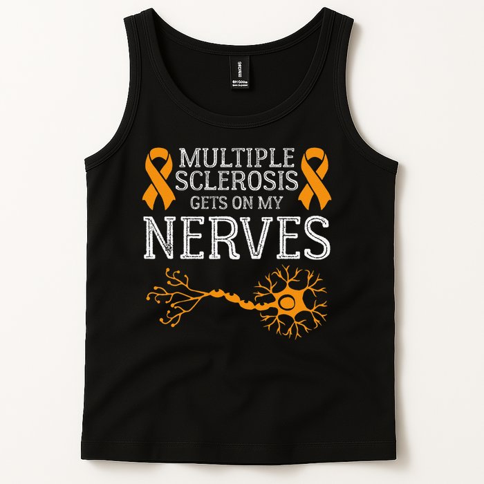 Multiple Sclerosis Gets On My Nerves Awareness Orange Tank Top