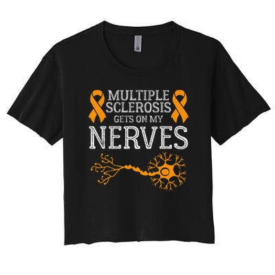 Multiple Sclerosis Gets On My Nerves Awareness Orange Crop Top