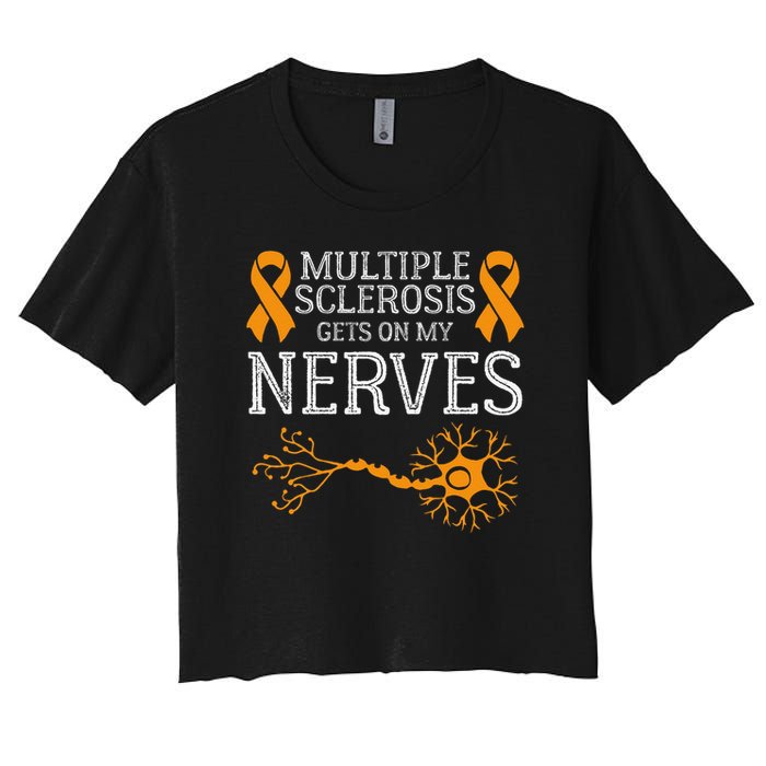 Multiple Sclerosis Gets On My Nerves Awareness Orange Crop Top