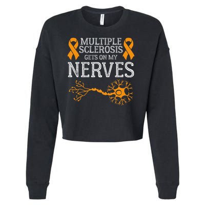 Multiple Sclerosis Gets On My Nerves Awareness Orange Cropped Pullover Crew