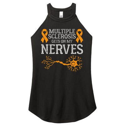 Multiple Sclerosis Gets On My Nerves Awareness Orange Women's Perfect Tri Rocker Tank