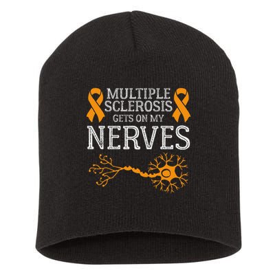 Multiple Sclerosis Gets On My Nerves Awareness Orange Short Acrylic Beanie