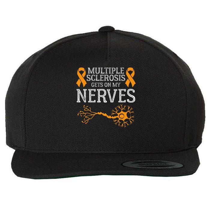 Multiple Sclerosis Gets On My Nerves Awareness Orange Wool Snapback Cap