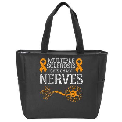 Multiple Sclerosis Gets On My Nerves Awareness Orange Zip Tote Bag