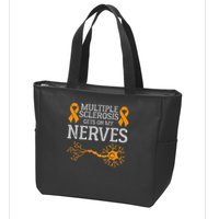 Multiple Sclerosis Gets On My Nerves Awareness Orange Zip Tote Bag