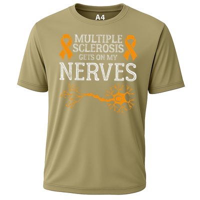 Multiple Sclerosis Gets On My Nerves Awareness Orange Performance Shirt