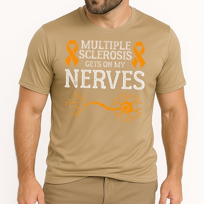 Multiple Sclerosis Gets On My Nerves Awareness Orange Performance Shirt