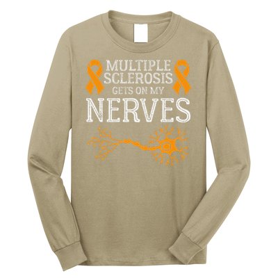 Multiple Sclerosis Gets On My Nerves Awareness Orange Long Sleeve Shirt